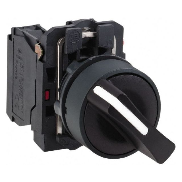Selector Switch with Contact Blocks: 3 Positions, Maintained (MA), Black Handle MPN:XB5AD33
