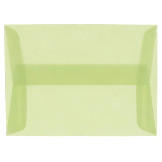 JAM Paper Translucent Envelopes, #4 Bar (A1), Gummed Seal, Leaf Green, Pack Of 25 (Min Order Qty 3) MPN:1591611