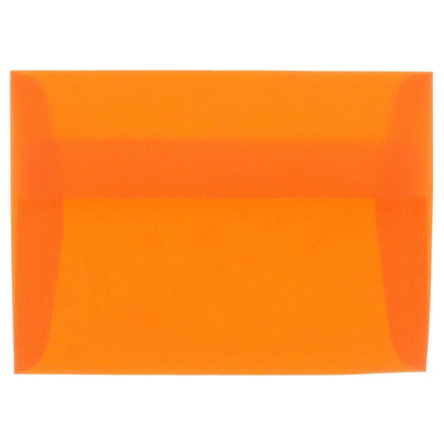 JAM Paper Translucent Envelopes, #4 Bar (A1), Gummed Seal, Orange, Pack Of 25 (Min Order Qty 3) MPN:1591617