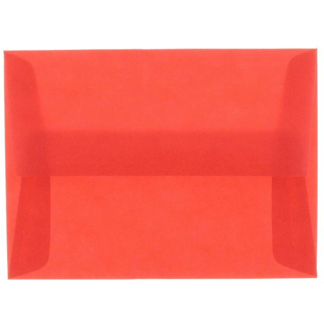JAM Paper Translucent Envelopes, #4 Bar (A1), Gummed Seal, Primary Red, Pack Of 25 (Min Order Qty 3) MPN:1591618
