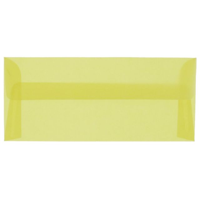JAM Paper #10 Business Booklet Envelopes, Translucent, Gummed Closure, Primary Yellow, Pack Of 25 (Min Order Qty 3) MPN:PACV356