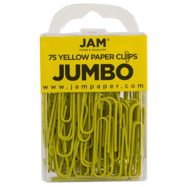 JAM Paper Paper Clips, Pack Of 75, Jumbo, Yellow (Min Order Qty 4) MPN:42182236