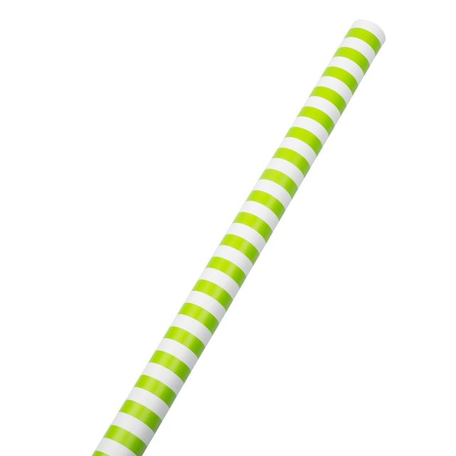 JAM Paper Wrapping Paper, Striped, 25 Sq Ft, Lime Green/White (Min Order Qty 5) MPN:2226516999