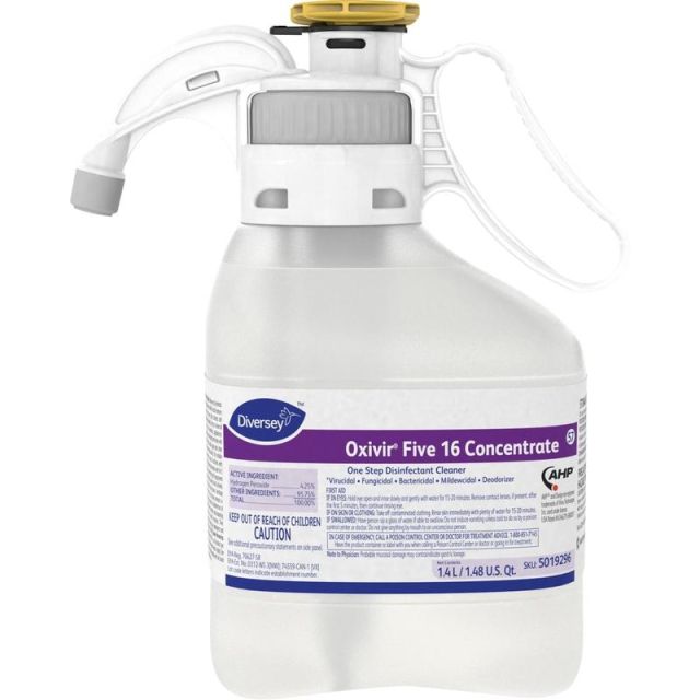 Diversey Oxivir Five 16 Disinfectant Cleaner - Concentrate Liquid - 47.3 fl oz (1.5 quart) - Characteristic Scent - 2 / Carton - Clear MPN:5019296CT