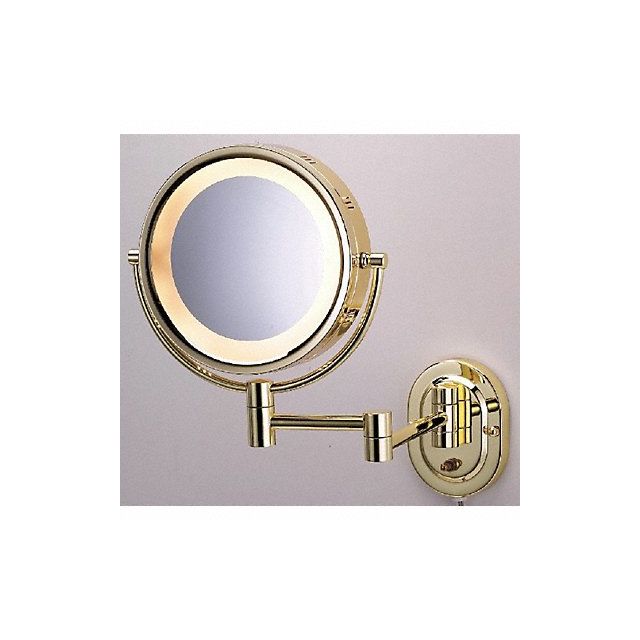 Lighted Makeup Mirror 8 in Brass 5X MPN:HLBSA895