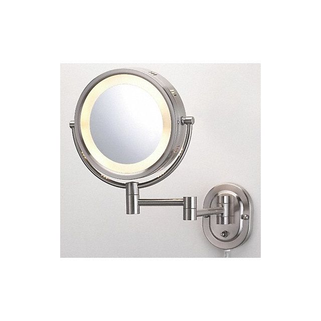 Lighted Makeup Mirror 8 in Nickel 5X MPN:HLNSA895