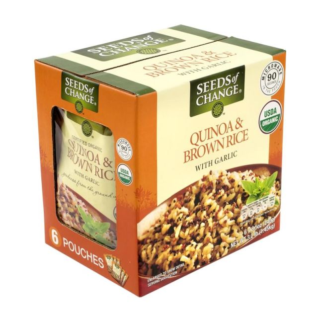Seeds Of Change Brown Rice, With Quinoa And Garlic, 8.5 Oz, Pack Of 6 Pouches (Min Order Qty 2) MPN:42023