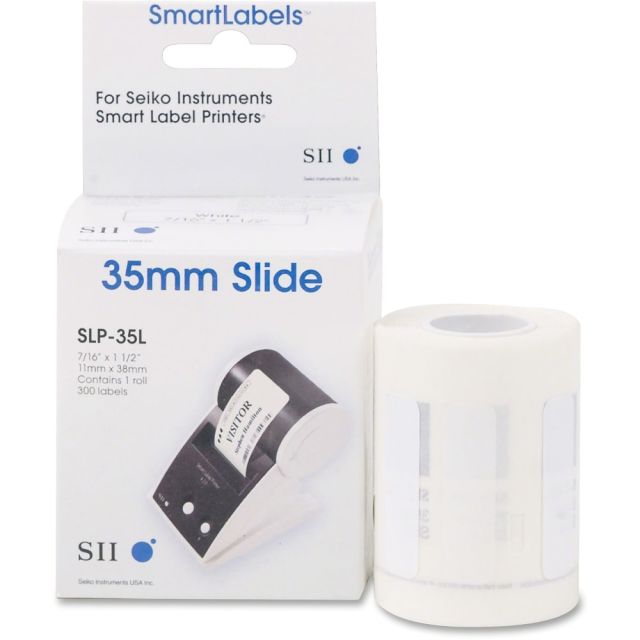 SII Self-Adhesive 35mm Slide Labels, SKPSLP35L, Rectangle, 7/16in x 1 1/2in, Roll Of 300 Labels (Min Order Qty 5) MPN:SLP-35L