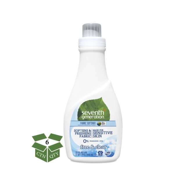 Seventh Generation Natural Liquid Fabric Softener, Free & Clear Scent, 32 Oz Bottle, Case Of 6 MPN:SEV22833