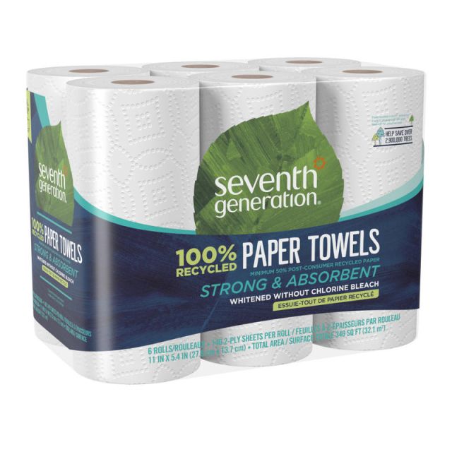 Seventh Generation 2-Ply Paper Towels, 100% Recycled, 140 Sheets Per Roll, Pack Of 6 Rolls (Min Order Qty 4) MPN:13731