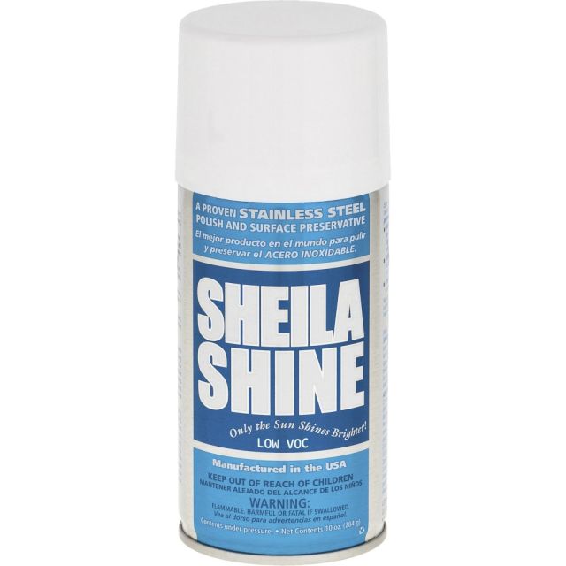Sheila Shine Stainless Steel Polish - Aerosol - 10 fl oz (0.3 quart) - 12 / Carton - White SSCA10CT