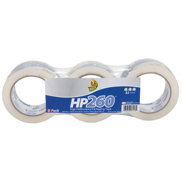 Duck HP260 Packaging Tape, 2in x 60 Yd., Clear, Pack Of 3 Rolls (Min Order Qty 4) MPN:HP260C03