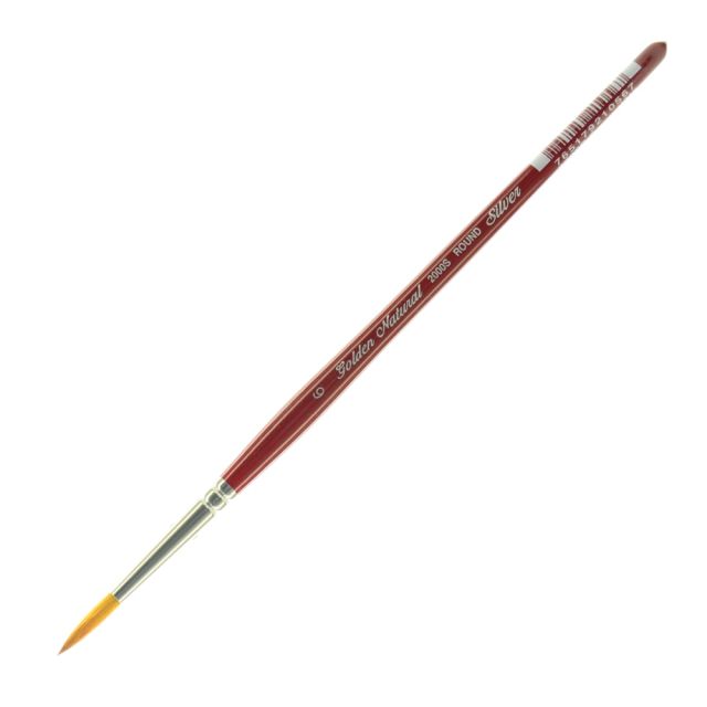 Silver Brush Golden Natural Series Paint Brush 2000S, Size 6, Round, Natural and Synthetic Blend, Red (Min Order Qty 5) MPN:2000S-6