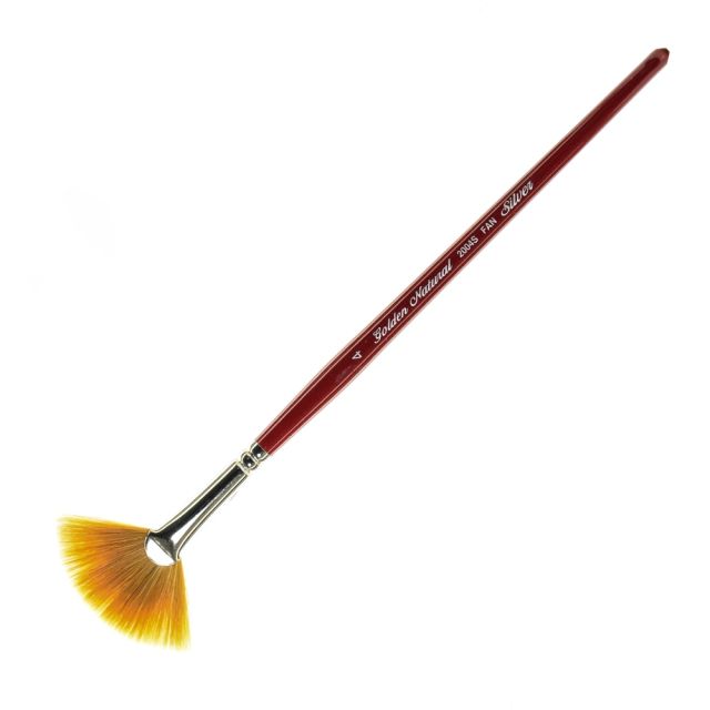 Silver Brush Golden Natural Series Paint Brush 2004S, Size 4, Fan, Natural and Synthetic Blend, Red (Min Order Qty 4) MPN:2004S-4