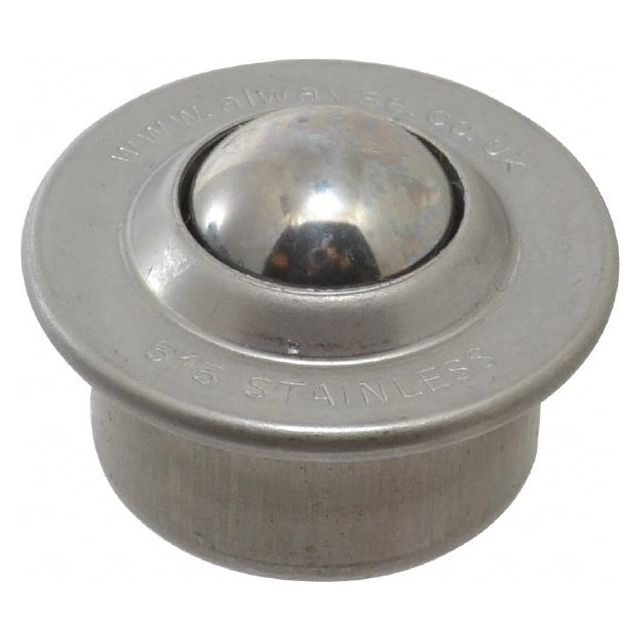 Ball Transfer: 15 mm Ball Dia, Stainless Steel, Round Base MPN:BT 515-0-15