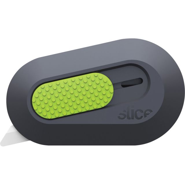 Slice Retract Mini Cutter - Ceramic Blade - Built-in Magnet, Retractable, Non-sparking, Non-conductive, Rubberized Slider Button, Rust-free - Gray, Green - 2.4in Length - 1 Each) (Min Order Qty 8) MPN:SLI10514