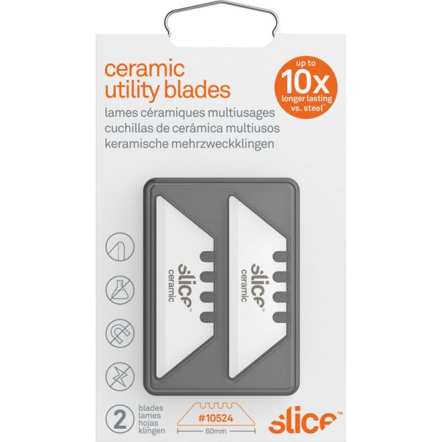Slice Replacement Ceramic Utility Blades - 2.40in Length - Non-conductive, Non-magnetic, Rust Resistant, Reversible, Non-sparking - Zirconium Oxide - 2 / Pack - White (Min Order Qty 4) MPN:SLI10524