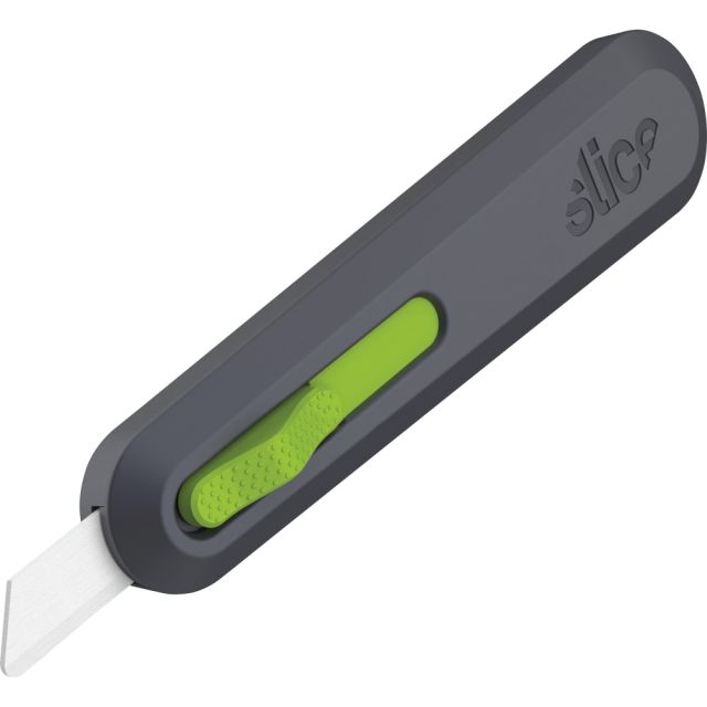 Slice Auto Retract Utility Knife - Ceramic Blade - Retractable, Non-sparking, Non-conductive, Rust-free Blade, Durable, Ambidextrous, Comfortable - Glass-filled Nylon, Stainless Steel, Zirconia, Carbon Steel - Gray, Green - 6.1in Leng (Min Order Qty 4) MP