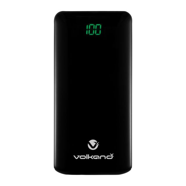 Volkano Sleek Lithium-Ion Power Bank With LCD, 20,000 mAh, Black, VK-9001-BK (Min Order VK-9001-BK