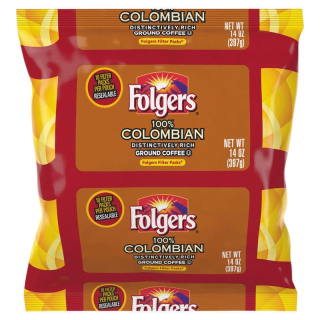 Folgers Single-Serve Coffee Packets, Colombian, 1.4 Oz Per Bag, Carton Of 40 Bags MPN:10107