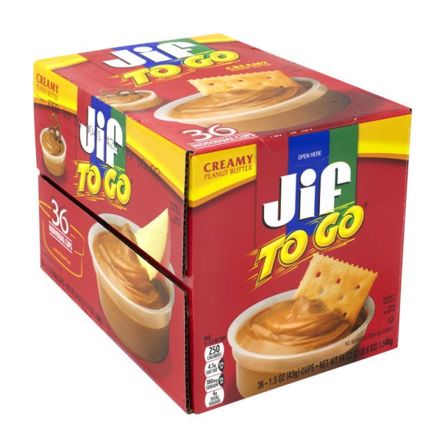 Jif To Go Peanut Butter Dipping Cups, 1.5 Oz, Box Of 36 (Min Order Qty 3) MPN:24143