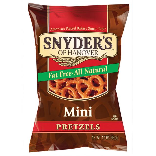 Snyders Fat-Free All-Natural Mini Pretzels, 1.5 Oz, Pack Of 48 (Min Order Qty 3) MPN:SNY088150