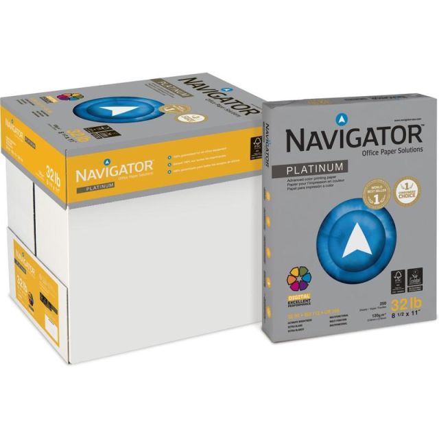 Navigator Platinum Office Multi-Use Printer & Copier Paper, Letter Size (8 1/2in x 11in),, Case Of 2000 Sheets, 32 Lb, Bright White (Min Order Qty 2) MPN:NPL1132