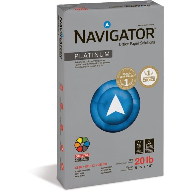 Navigator Platinum Office Multi-Use Paper, Legal Size (8 1/2in x 14in), 20 Lb, Smooth, Bright White, Carton Of 5,000 Sheets MPN:NPL1420