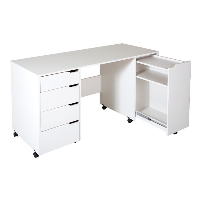 South Shore Crea Sewing Craft Table on Wheels, Pure White MPN:7550728