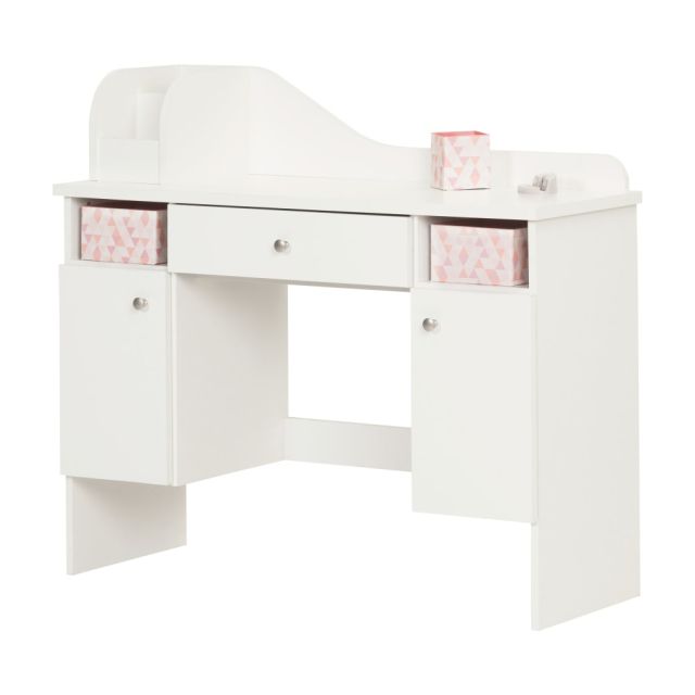 South Shore Vito Makeup Desk With Drawer, Pink/Pure White MPN:10081