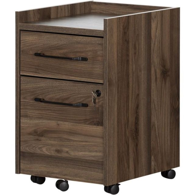 South Shore Helsy 16inW Lateral 2-Drawer Mobile File Cabinet, Natural Walnut MPN:13314
