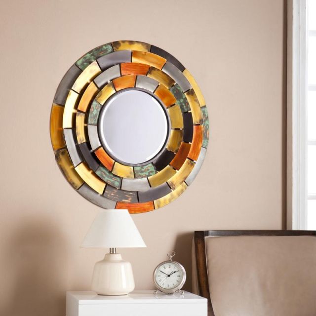 Southern Enterprises Baroda Round Decorative Mirror, 31inH x 31inW x 2inD, Multicolor MPN:WS4761