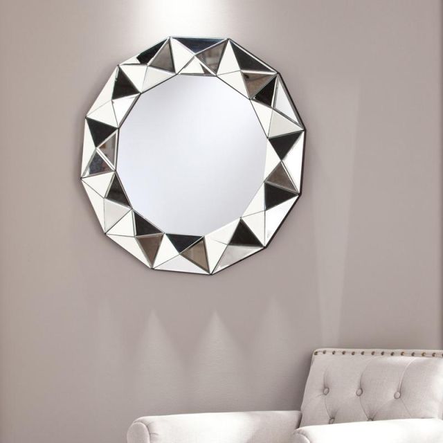 Southern Enterprises Tresen Round Decorative Mirror, 30 1/2inH x 30 1/2inW x 2inD, Black MPN:WS6033