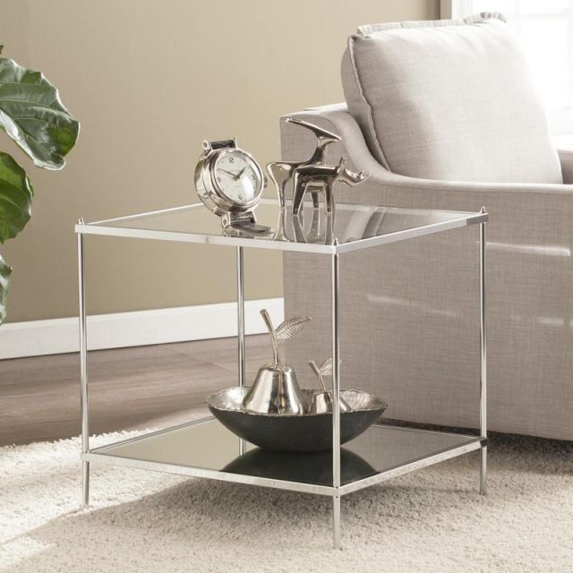 Southern Enterprises Knox Glam Mirrored End Table, Square, Chrome MPN:CK5002