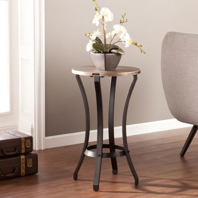 Southern Enterprises Libson Accent Table, Round, Black/Gold MPN:OC0331