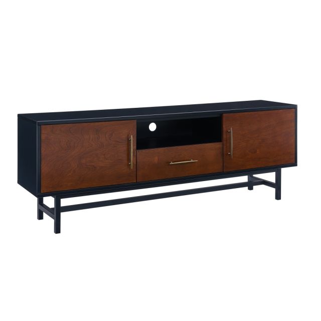 Southern Enterprises Blynn Media Console For 61inW Flat-Screen TVs, 22inH x 63inW x 15inD, Black/Whiskey Maple MPN:MS7268