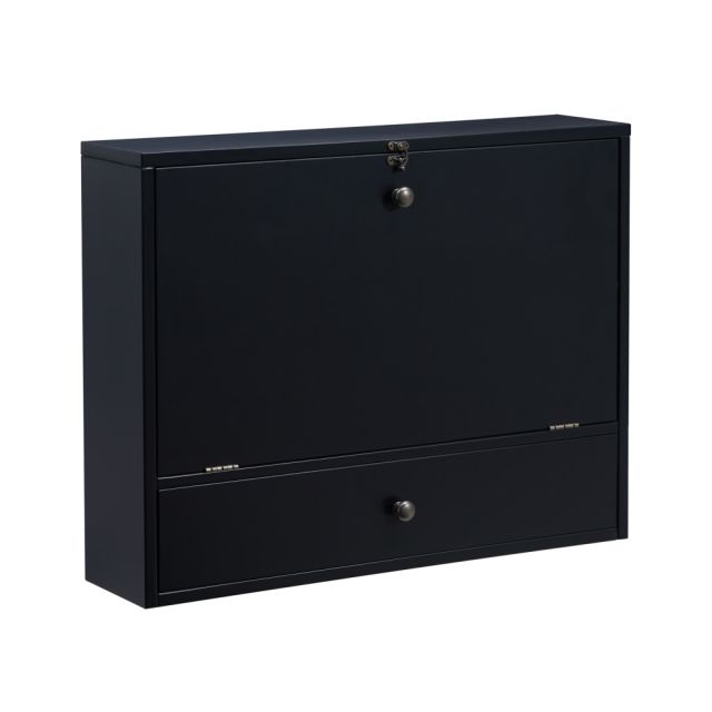 Southern Enterprises Wall-Mount 26inW Desk With Storage, Black MPN:HO8292