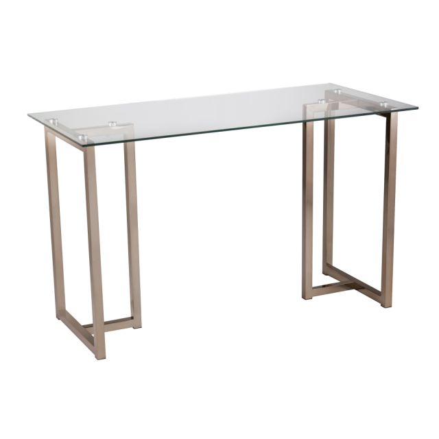 Holly & Martin Haxor Metal/Glass 48inW Desk, Champagne MPN:HO9783