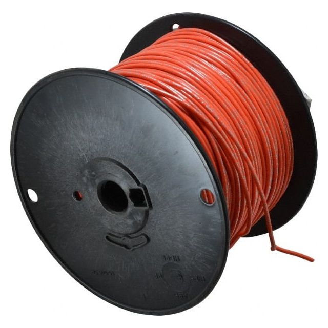Machine Tool Wire: 18 AWG, Orange, 500' Long, Polyvinylchloride, 0.108