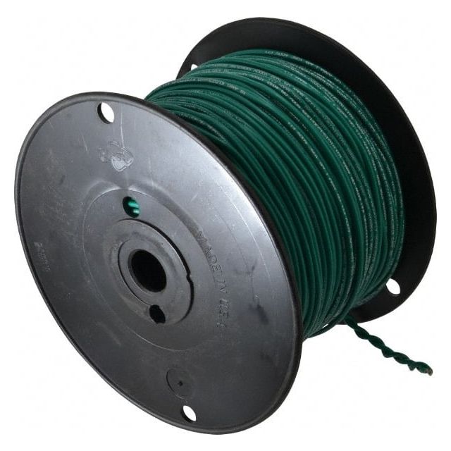 Machine Tool Wire: 18 AWG, Green, 500' Long, Polyvinylchloride, 0.108