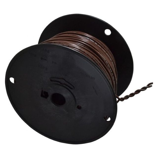 Machine Tool Wire: 18 AWG, Brown, 500' Long, Polyvinylchloride, 0.108