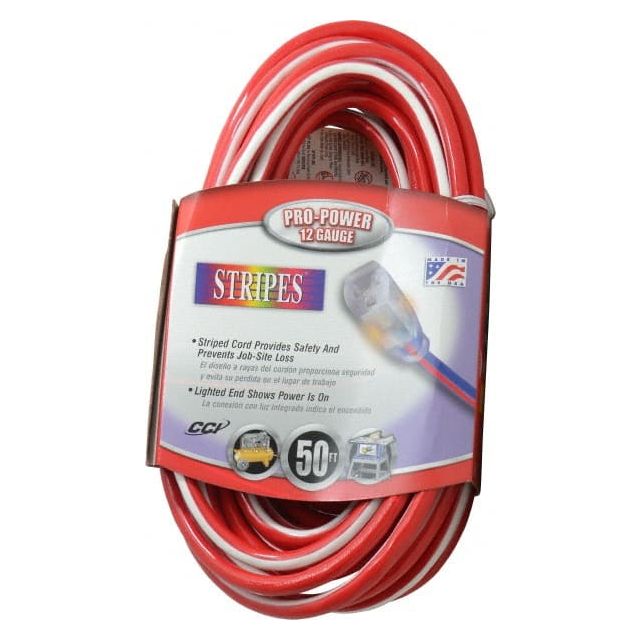 50', 12/3 Gauge/Conductors, Red/White Outdoor Extension Cord 2548SW0041 Power & Electrical Supplies