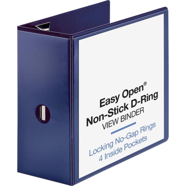 Sparco Easy-Open View 3-Ring Binder, 5in D-Rings, Navy (Min Order Qty 3) MPN:26978