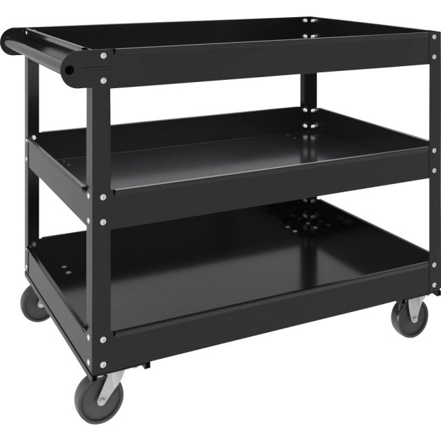Lorell 3-shelf Utility Cart - 3 Shelf - 400 lb Capacity - 4 Casters - Steel - x 24in Width x 30in Depth x 32in Height - Black - 1 Each MPN:00028
