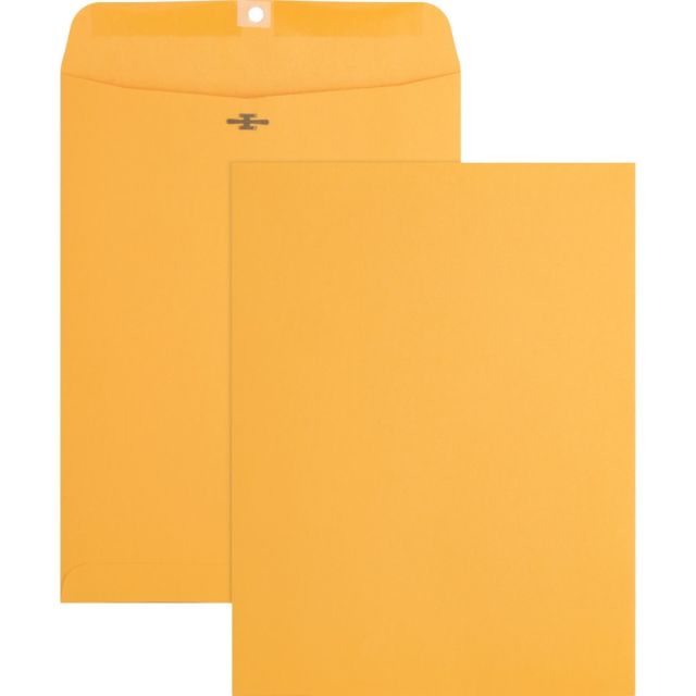 Business Source Heavy-duty Clasp Envelopes - Clasp - #93 - 9 1/2in Width x 12 1/2in Length - 28 lb - Clasp - Kraft - 100 / Box - Kraft (Min Order Qty 2) MPN:36664