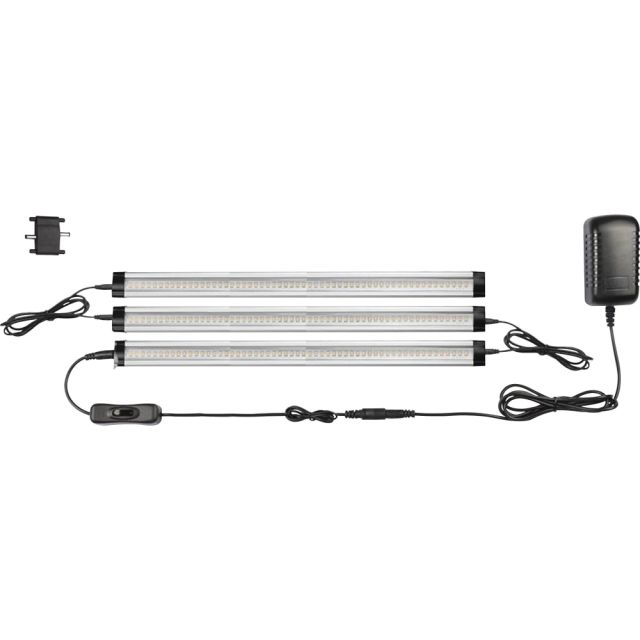 Lorell LED Task Lighting Starter Kit - 1in Height - 2in Width - LED Bulb - 1350 lm Lumens - Silver, Black - for Furniture MPN:82020