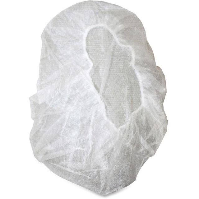 Genuine Joe Nonwoven Bouffant Cap - Recommended for: Hospital, Laboratory - Lightweight, Comfortable, Elastic Headband - Large Size - 21in Stretched Diameter - Contaminant Protection - Polypropylene - White - 100 / Pack (Min Order Qty 5) MPN:85140