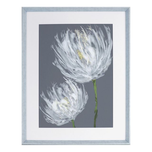 Lorell White Flower Design Framed Abstract Art, 27-1/2in x 35-1/2in, Design II 4479