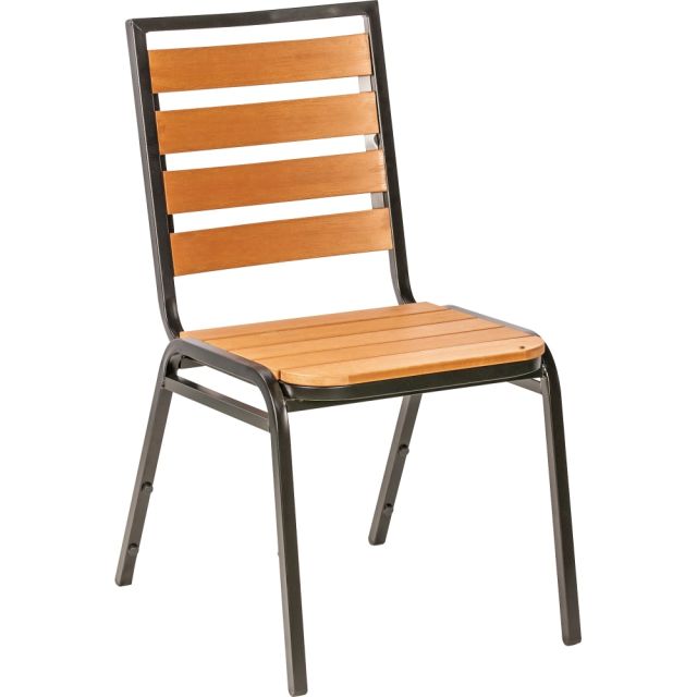 Lorell Faux Wood Outdoor Chairs, Teak/Black, Set Of 4 Chairs MPN:LLR42685