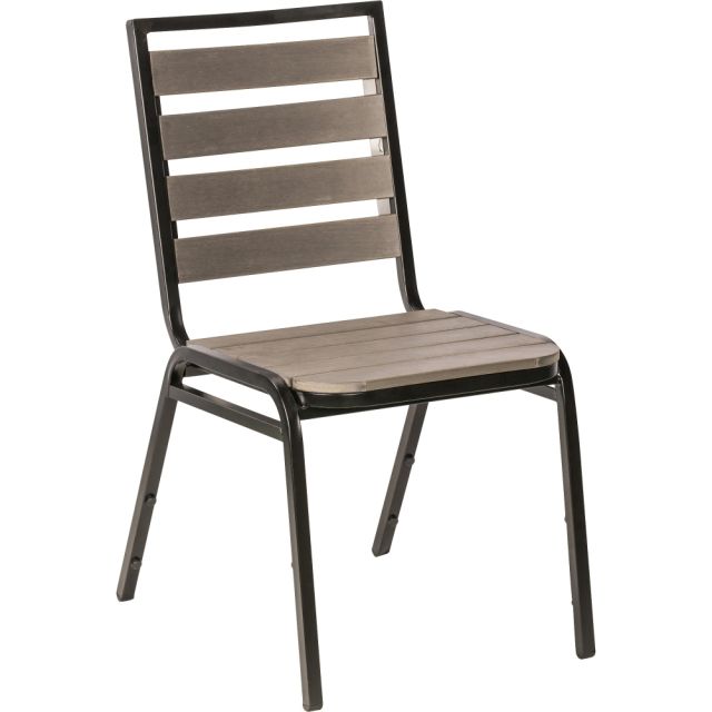 Lorell Faux Wood Outdoor Chairs, Charcoal/Black, Set Of 4 Chairs MPN:LLR42687